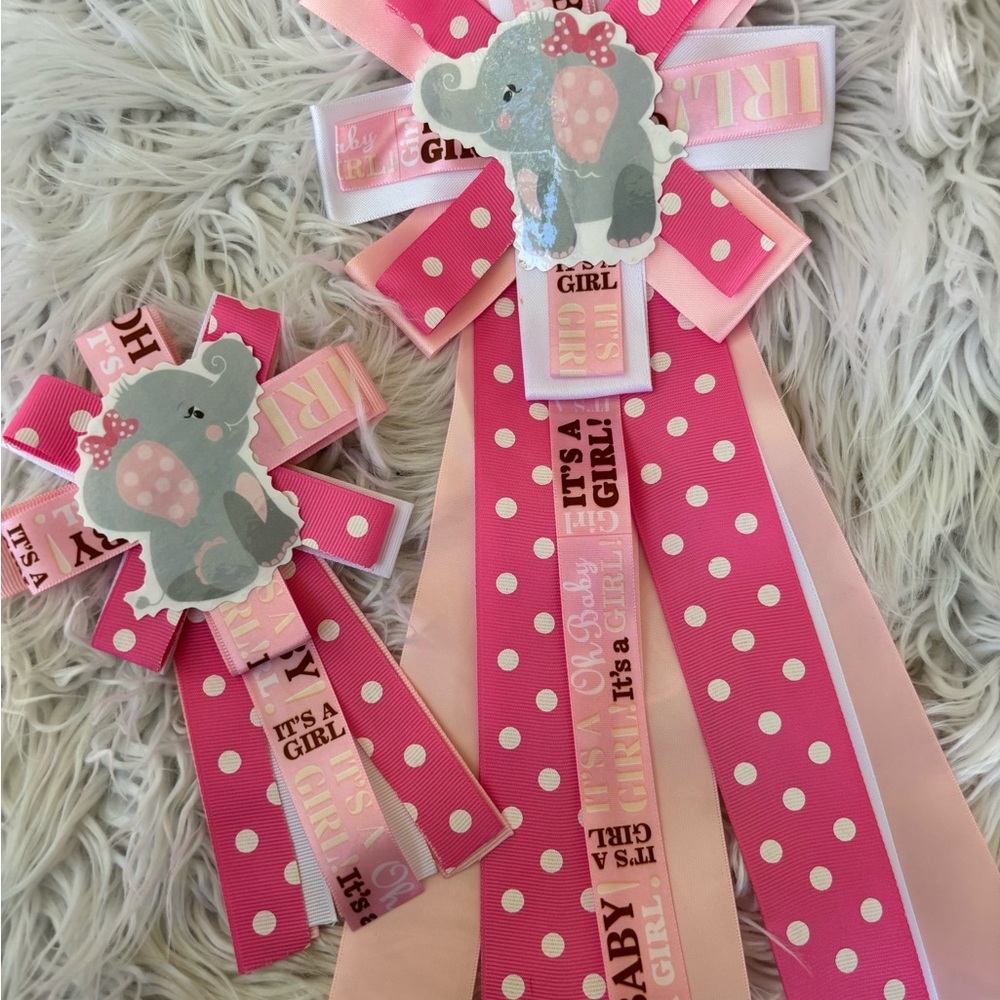 Polka Dot Elephant Hair Ribbon - Pink